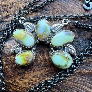 925 Sterling Silver & Palomino Turquoise Naja Necklace • Southwestern